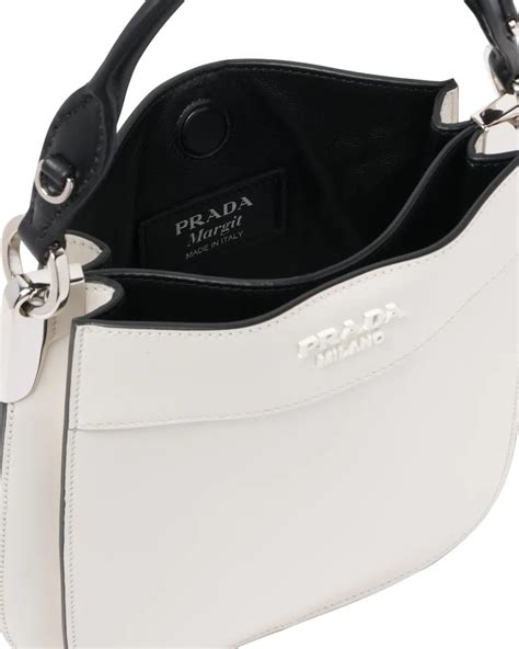 White/black Small Leather Prada Margit bag 